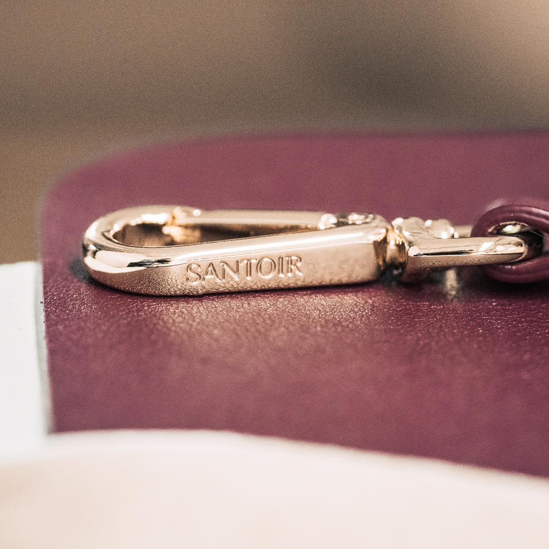 Snap Hook over bordeaux soft leather in the Workshop 